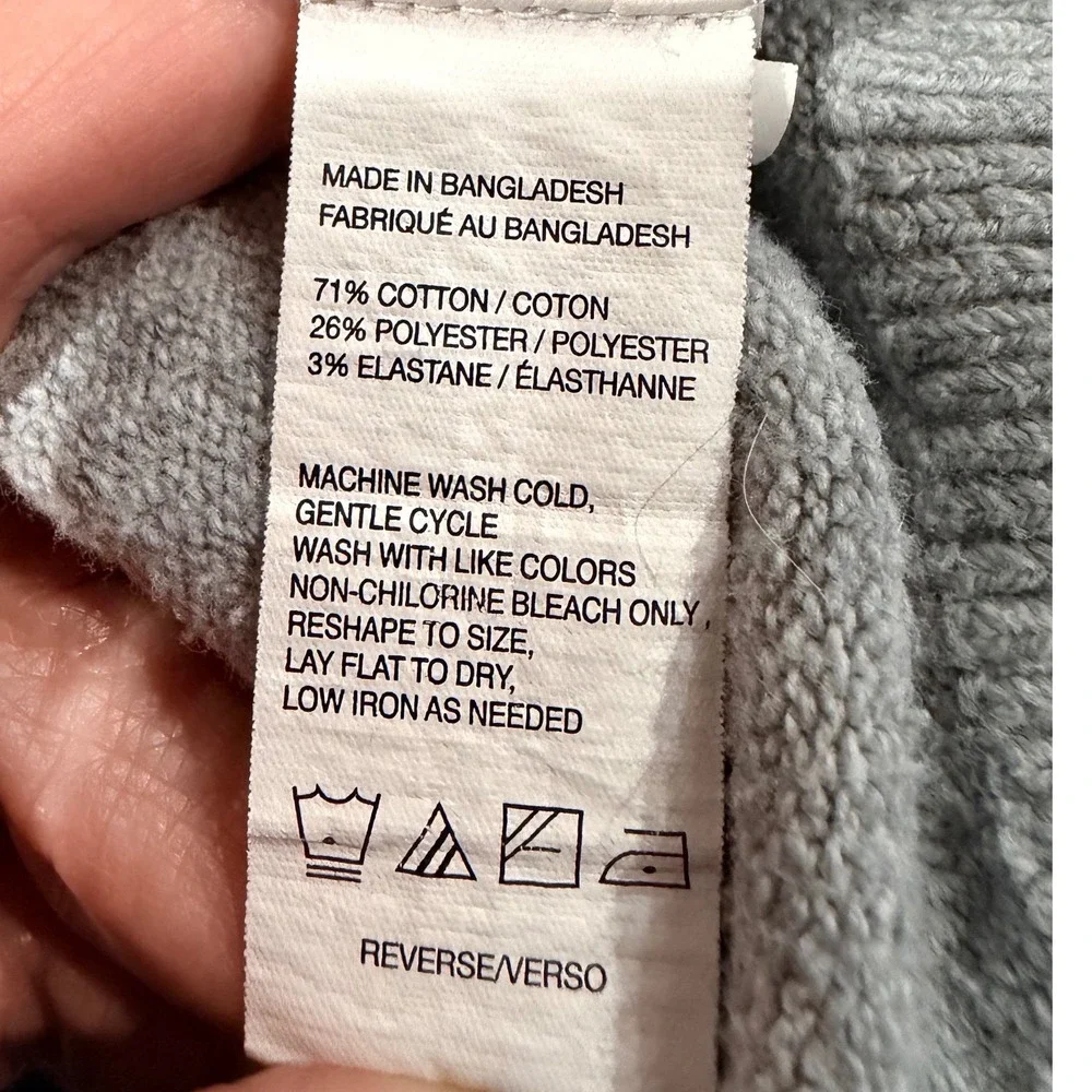 IZOD Preppy Collegiate Sweater Gray Navy Blue Chest Stripes Cotton Blend Large